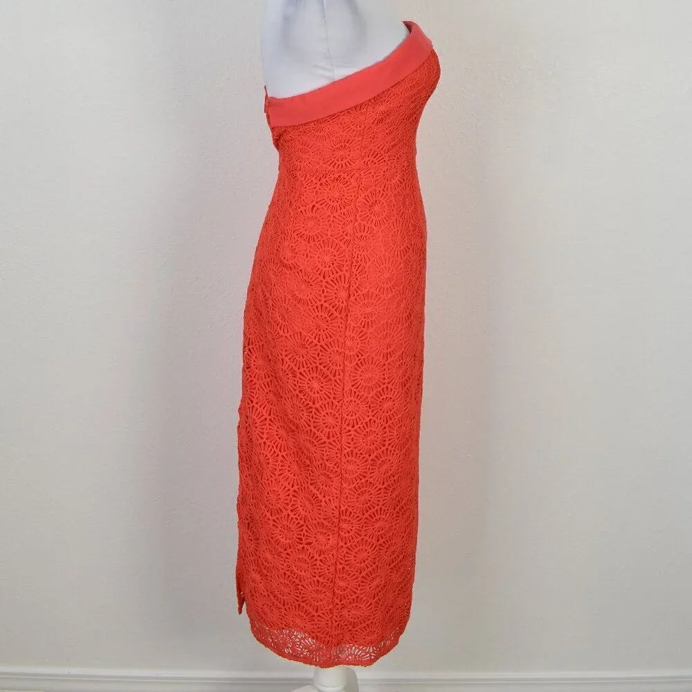 Lulu's Chic Intent Bright Red Crochet Textured Strapless Midi Dress NEW - XS - Picture 8 of 10